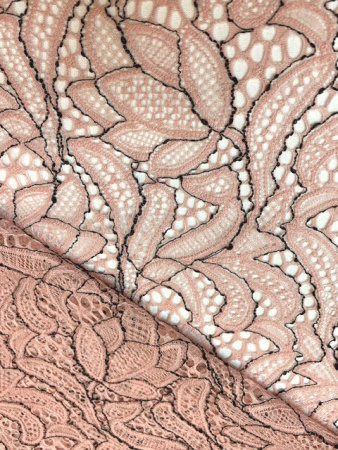 Кружевное полотно "Контурный узор" припыленная роза ткань