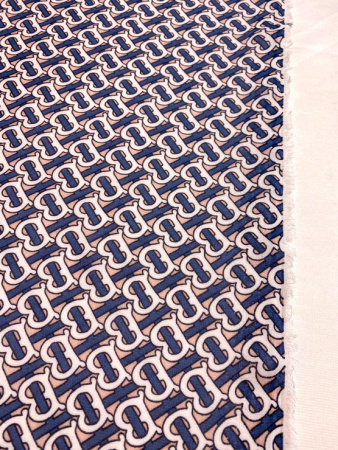 Креп - шифон МОНОГРАММА  синий