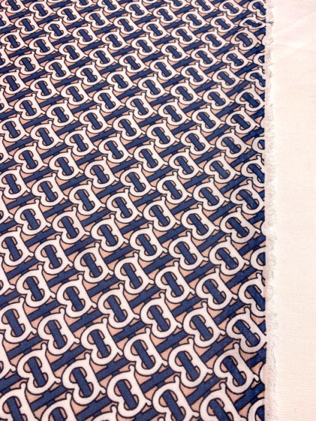 Креп - шифон МОНОГРАММА  синий