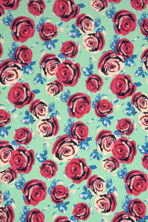 Креп плательно-блузочный МАЛИНОВЫЕ РОЗЫ мятный 2