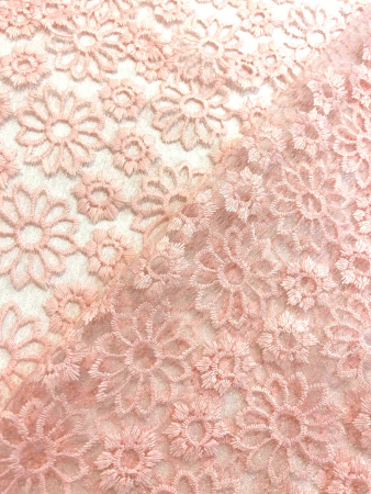 Кружевное полотно ЦВЕТОЧНОЕ АССОРТИ персик ткань