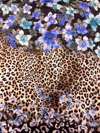 Шелк натуральный ЛЕТНИЙ САД синий