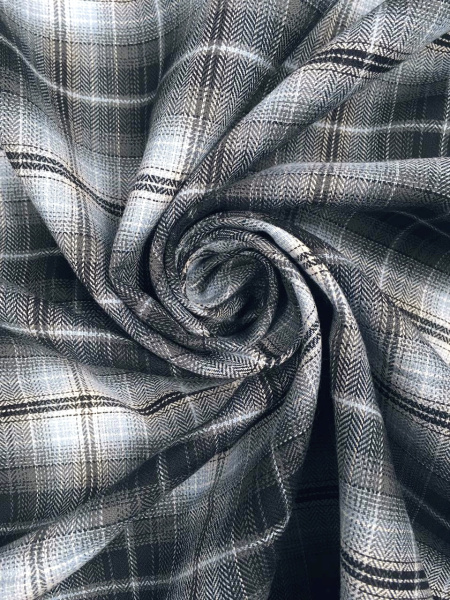 Сорочечная ткань КЛЕТКА серо-голубая