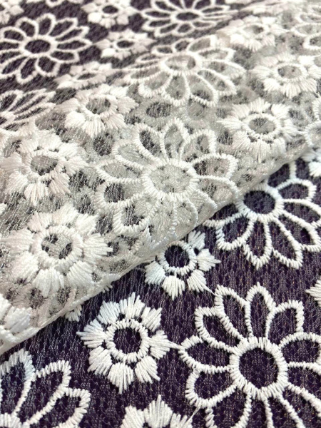 Кружевное полотно ЦВЕТОЧНОЕ АССОРТИ белый Кружевное полотно ЦВЕТОЧНОЕ АССОРТИ белый ткань