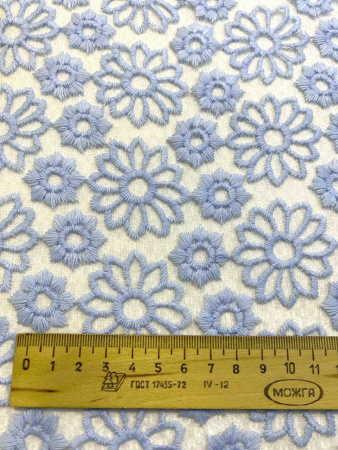 Кружевное полотно ЦВЕТОЧНОЕ АССОРТИ голубой ткань