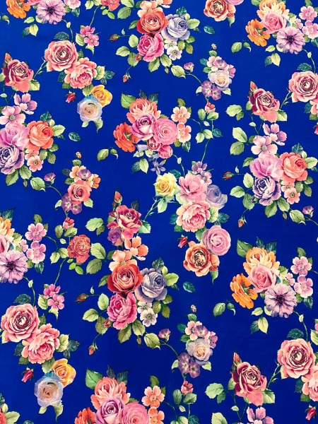 Штапель БУКЕТЫ РОЗ на васильковом