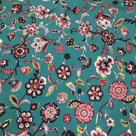 Шерсть плательная ЦВЕТОЧНЫЙ КОМПЛИМЕНТ изумруд ткани
