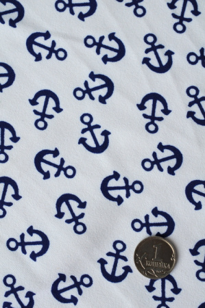 Бифлекс для купальников Синие якоря белый