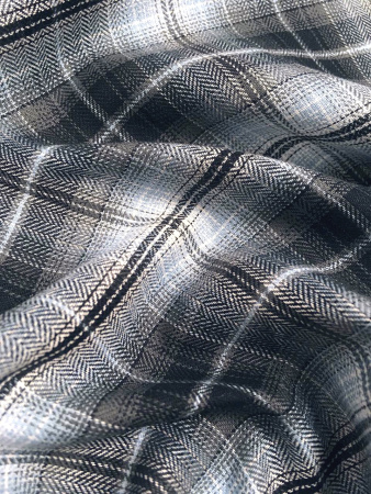 Сорочечная ткань КЛЕТКА серо-голубая