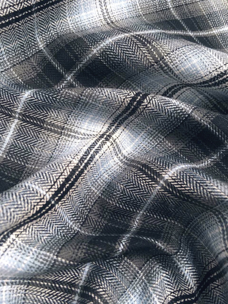 Сорочечная ткань КЛЕТКА серо-голубая