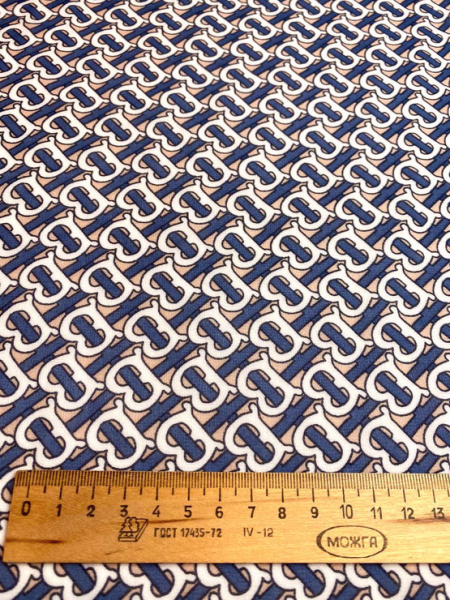 Креп - шифон МОНОГРАММА  синий