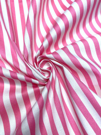 Сорочечная ткань ПОЛОСКА розовая Barbie