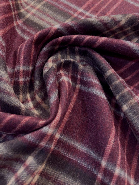 Ткань костюмная ШОТЛАНДКА бордово-шоколадная ткани
