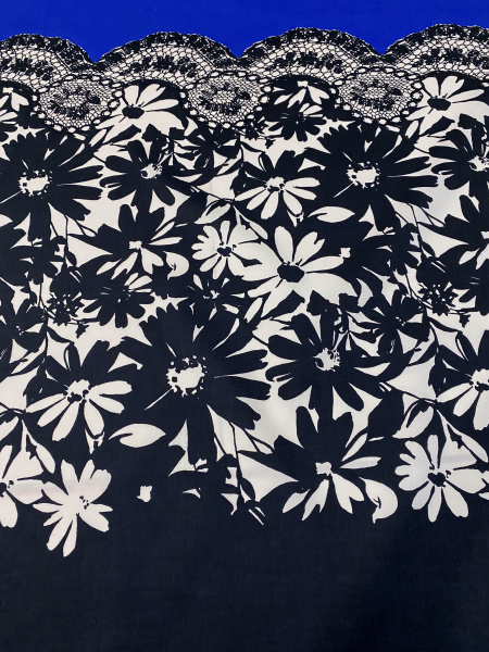 Хлопок КРУЖЕВО на синем