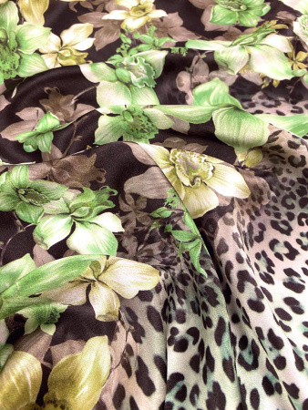 Шелк натуральный ЛЕТНИЙ САД зеленый