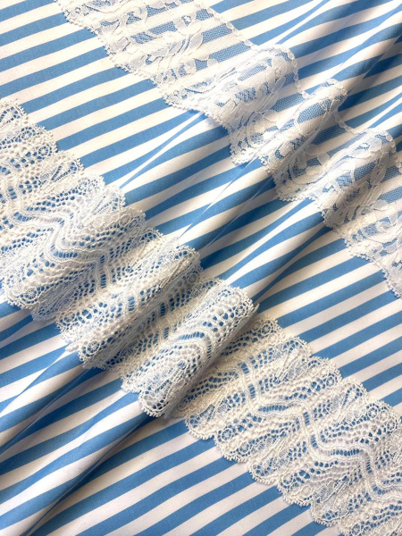 Сорочечная ткань ПОЛОСКА голубая