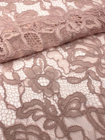Кружевное полотно "Французские узоры" пыльная роза ткань