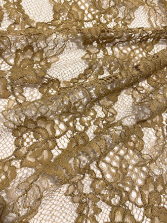 Кружевное полотно "Французские узоры" песочно - горчичный ткань
