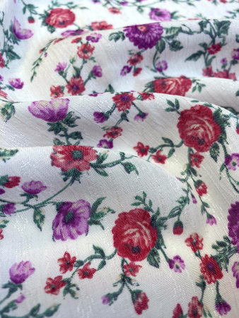 Вискоза ЦВЕТЫ ПРОВАНСА красные