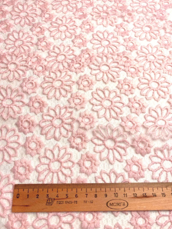 Кружевное полотно ЦВЕТОЧНОЕ АССОРТИ персик ткань