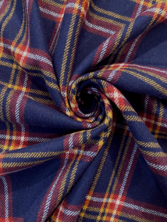 Ткань костюмная  КЛЕТКА сине-бордовая ткани