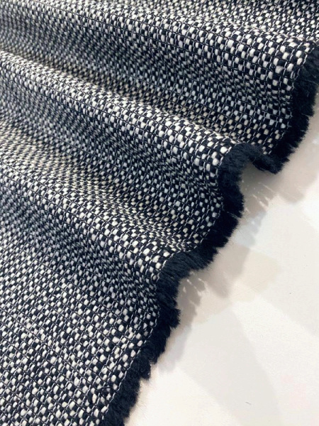 ткани Твид костюмный ШАНЕЛЬ черно-молочная