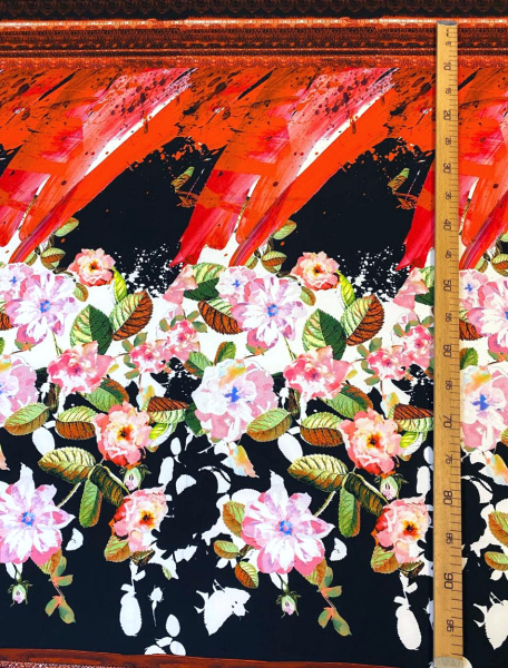 Трикотаж КРУПНЫЕ РОЗЫ на черном ткань