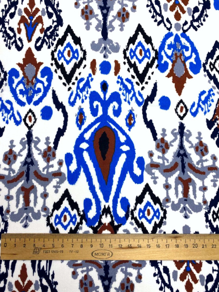 Штапель ИКАТ синий