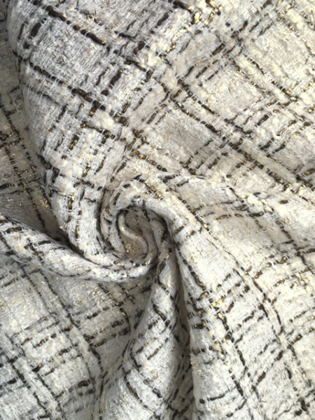 ткани Твид "Черная клетка на молочном фоне"