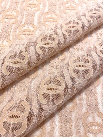 Кружевное полотно ЛОГО пудра ткань