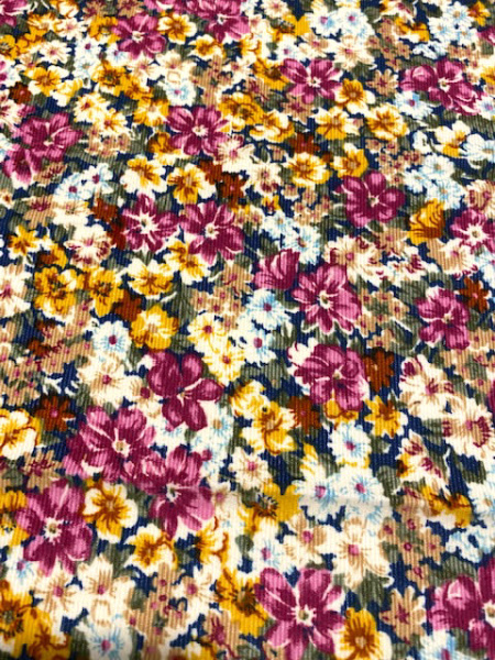 Микровельвет "Мелкие цветочки" морская волна ткани