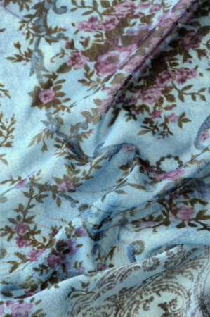 Сетка трикотажная Индийский пляж на серо - голубом фон 2