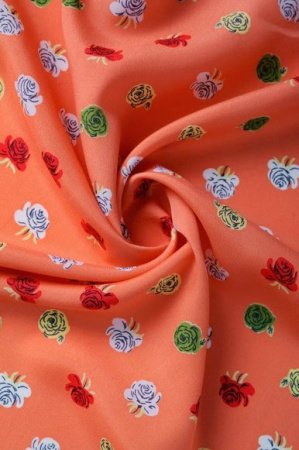 Креп Россыпь роз морковный 3