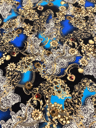 Трикотаж принт №4 бирюза полотно