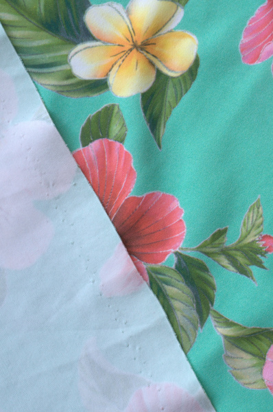 Бифлекс для купальников Цветы на мятно - бирюзовом фоне 4