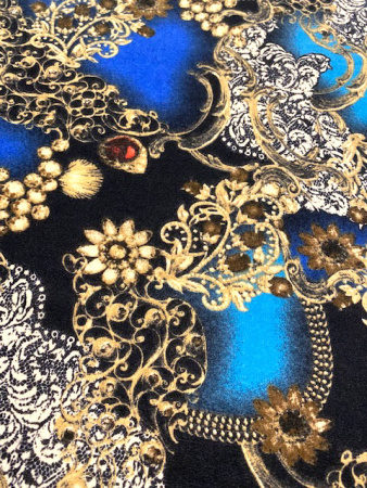 Трикотаж принт №4 бирюза полотно