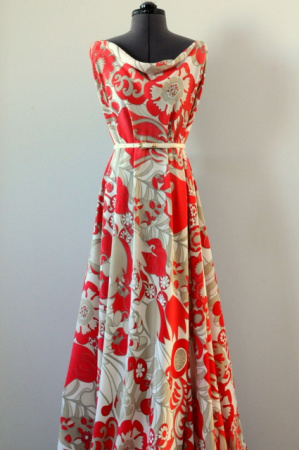 Креп плательно-блузочный ТЮЛЬПАНЫ Бежево-коралловые 5