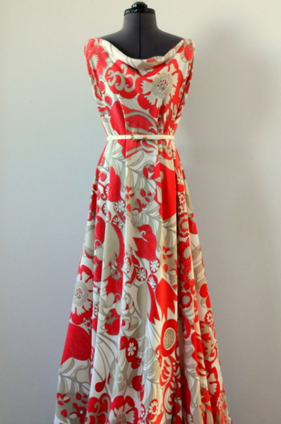 Креп плательно-блузочный ТЮЛЬПАНЫ Бежево-коралловые 5