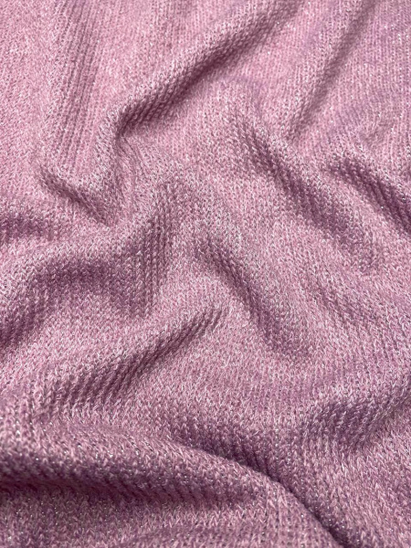 Трикотаж меланж с люрексом ПУДРА РОЗОВАЯ трикотажная ткань