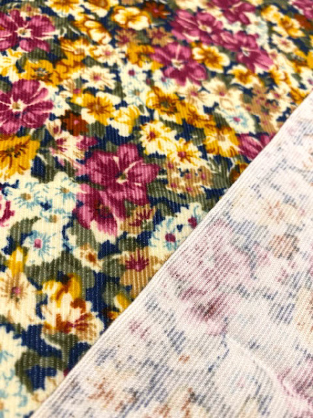 Микровельвет "Мелкие цветочки" морская волна ткани