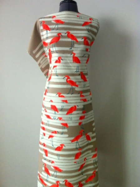 Креп плательно - костюмный Фламинго основной фон бежевый 5