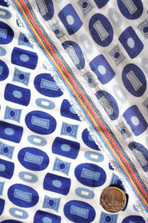 Креп плательно - блузочный КУБИКИ синий