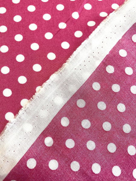 Вискоза ГОРОШКИ БЕЛЫЕ на малиновом