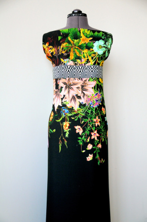 Креп плательно - костюмный ЭЛЬФИЙСКИЙ САД черный