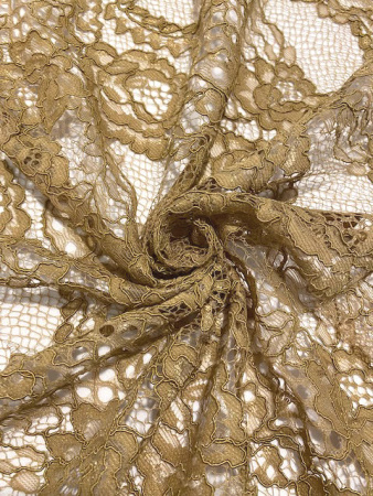 Кружевное полотно "Французские узоры" песочно - горчичный ткань