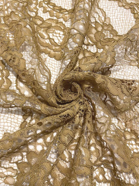 Кружевное полотно "Французские узоры" песочно - горчичный Кружевное полотно "Французские узоры" песочно - горчичный ткань