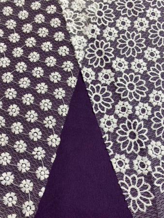 Кружевное полотно ЦВЕТОЧНОЕ АССОРТИ белый ткань