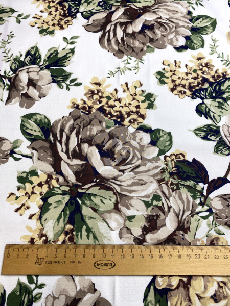 Хлопок ЦВЕТЫ песочно-кофейные