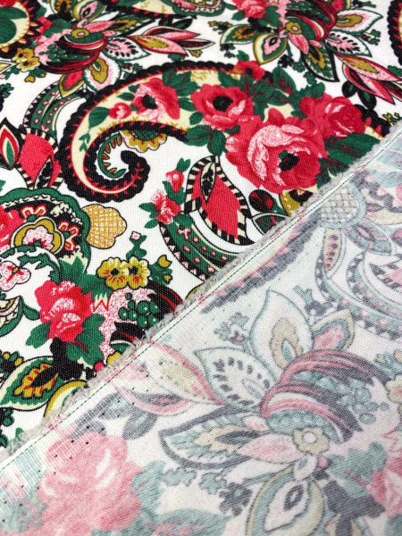 Джинс-стрейч ЦВЕТОЧНЫЙ ПЕЙСЛИ сливочный