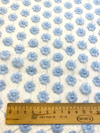 Кружевное полотно МЕЛКИЕ ЦВЕТОЧКИ голубой ткань